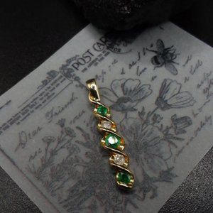 PRICE DROP -EMERALD Diamond Pendant | 10k Yellow Gold | Vintage Emerald Necklace